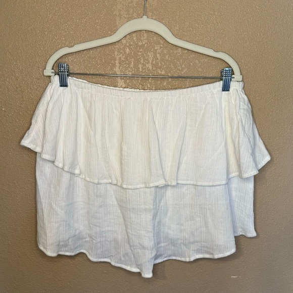 The Odell’s White Cotton Greek Flounce Strapless Flowy Top European Summer A24 - Picture 1 of 3
